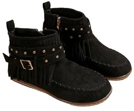 Generisch angebote des tages heute damenWinterstiefel Damen Casual Langschaft Boots Winterschuhe Damen Flach Rutschfeste Laufsohle Casual Spitze Zehe Klobiger B black week angebote