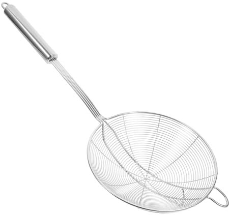 OKUMEYR Edelstahlsieb Mit Griff Drahtgeflecht Schaumlöffel Siebkelle Für Hot Pot Küche Braten Lebensmittel Pasta Spaghetti Nudeln Silber Durchmesser