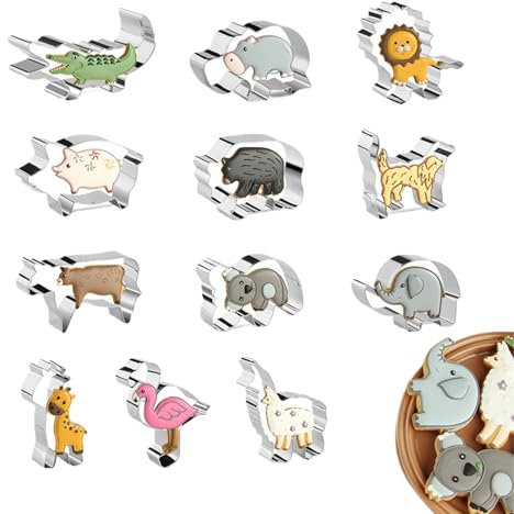 Emporte-pièces pour | Lot de 12 emporte-pièces en acier inoxydable avec formes d'animaux | Emporte-pièces amusants pour sandwichs et tout-petits pour la cuisine des et la pâtisserie en