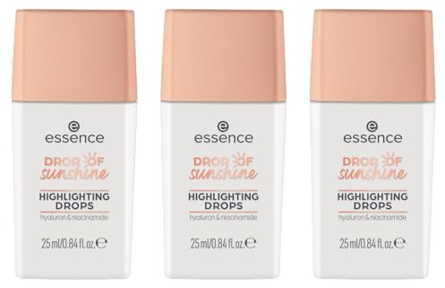 essence DROP OF sunshine HIGHLIGHTING DROPS, Highlighter, Nude, feuchtigkeitsspendend, pflegend, natürlich, glänzend, vegan, ölfrei, ohne Parfüm, ohne Alkohol, 3er Pack (3x25ml)