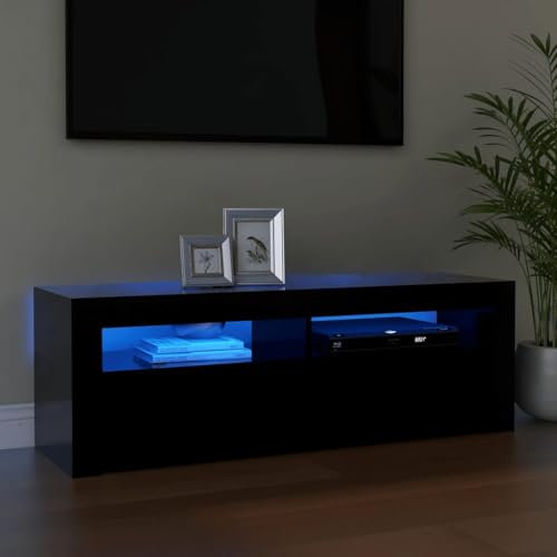 AJJHUUKI Home-Entertainment Center & TV-Ständer, TV-Schrank mit LED-Lichtern, Schwarz, 120 x 35 x 40 cm
