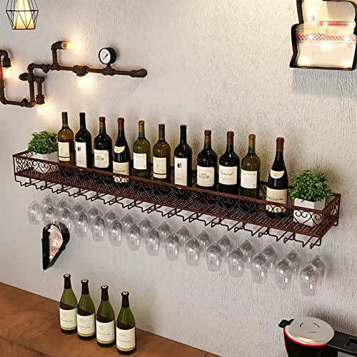 YQYQMZDP An der Wand montiertes Weinregal mit Stielglashalter, industrielles Wandregal für Weingläser, Weinglashalter für die Küchenbar zu Hause