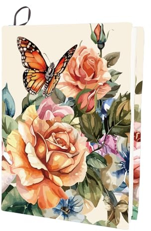 CRASPIRE Funda Elástica para Libros Diseño Flores Mariposas Lavable Reutilizable Nailon Ideal para Libros Tapa Dura 9 x 11 Pulgada Aulas