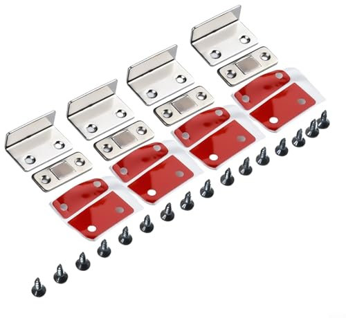 Sistema di chiusura magnetico a forma di L, confezione da 4, progettato per chiudere saldamente gli armadi (argento)