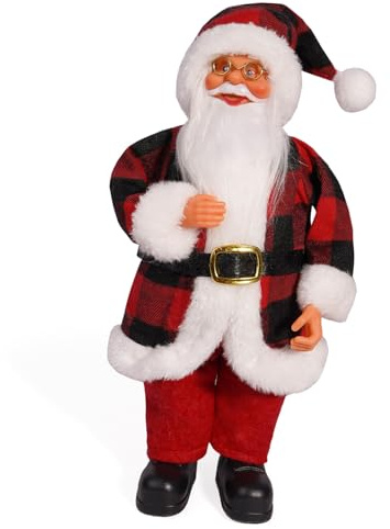 XAGMODSHN Figura de Papá Noel colorida a cuadros de 12 pulgadas, figura de Papá Noel, adorno de pie para el escritorio del hogar