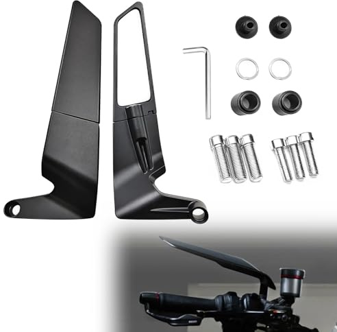 WingFly Spiegel Motorrad, Motorrad Spiegels unten mit 360°, Lenkerendenspiegel, E24 Geprüft, 2 Stück, Universeller Faltbarer Rückspiegel, mit Schrauben, für Motorräder, Motorroller, ATV (A204)