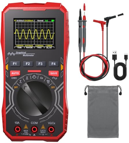 2-in-1 Handoszilloskop Multimeter mit 1MHz Bandbreite, Tragbares Digitales Oszilloskop und Auto-Bereich Multimeter Kombi, 2,4 LCD Display für Elektronik DIY, Lernen & Reparatur