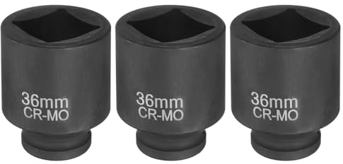 sourcing map 3 bussole quadrate a 4 punti, attacco da 3/4, attacco da 36 mm, bussole metriche quadrate CR-MO, annerimento standard, manicotto pneumatico per riparazione auto, manutenzione meccanica