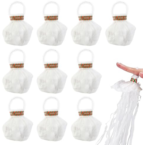 10 Stück Werfen Luftschlangen Kanone,Hand Wurf Streamer Weiß für Hochzeiten,Weihnachtsfeiern,Luftschlangen Kanone,Hand Throw Streamers Luftschlangen Werfen zum Schaffung Einer Atmosphäre,Bandkanone
