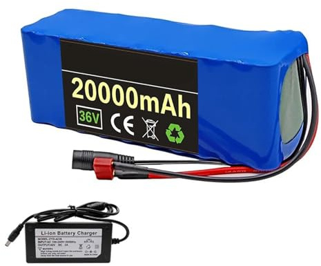 Batería De Iones De Litio para Bicicleta Eléctrica De 36 V Y 20 Ah con Cargador, Resistente Al Agua, para Scooter Y Bicicleta Eléctrica XT60
