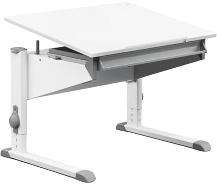 Moll Sprinter CP Kinderschreibtisch höhenverstellbar | mitwachsend, ergonomisch & neigbar für aufrechtes Sitzen | ideal für Schulkinder | Schreibtisch weiß optional mit Schublade | Made in Germany