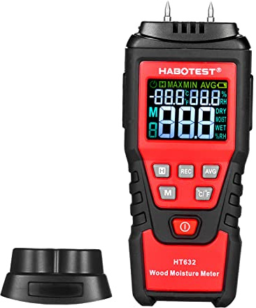 Aumotop Wood Moisture Meter High Accuracy Wood Moisture Test Hygrometer with Backlit Thermometer Cement, Paper and Concrete Detection Tester