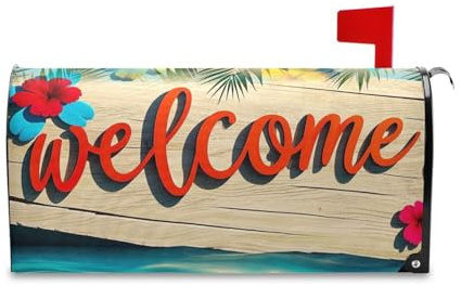 Yoogain Stile tropicale Benvenuto Decorativo Casella Postale Coperture Magnetiche per Autunno Carino Postale Coperture Inverno Formato Standard Copertura para buzon