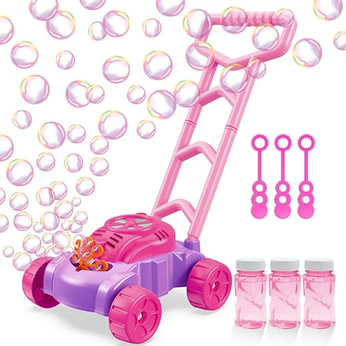 YSTXNLEHUI Bubble Lawn Mower for Toddlers 3+,Outdoor Bubble Blower Machine for 3+ Year Old Boys Toy Gifts,Kids Push Summer Outside Garden Toys,Push Toys for Toddlers Birthday Gifts for Preschool Girls