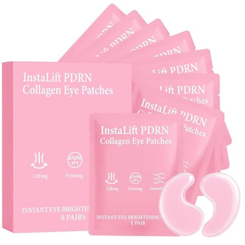 Parches para Ojos contra Bolsas y Ojeras, 8 pares con Colágeno y Ácido Hialurónico, Mascarilla Hidratante para el Contorno de Ojos, Con Niacinamida y Extracto de Café