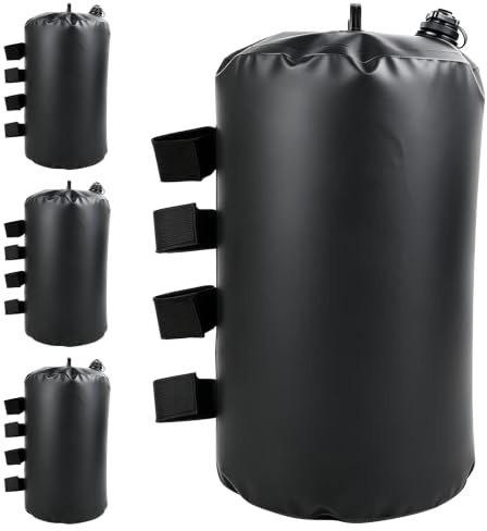 Set of 4 Gazebo Sandbags, Weights for Gazebo, 20 L Water Weight Bags for Pop Up Tents, Windproof Fixation for Marquees, Gazebos, Garden Tents, Reusable, Black