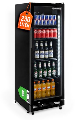 GastroHero Getränkekühlschrank 230 L, 4 Böden, Schwarz GKSE230