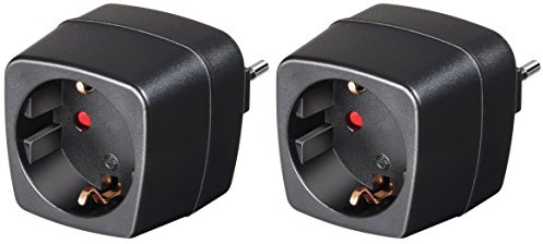 Doppelpack Brennenstuhl Reisestecker Adapter, Steckdosenadapter Reise (Für: Italien Steckdose und Euro Stecker) Farbe: schwarz (2)