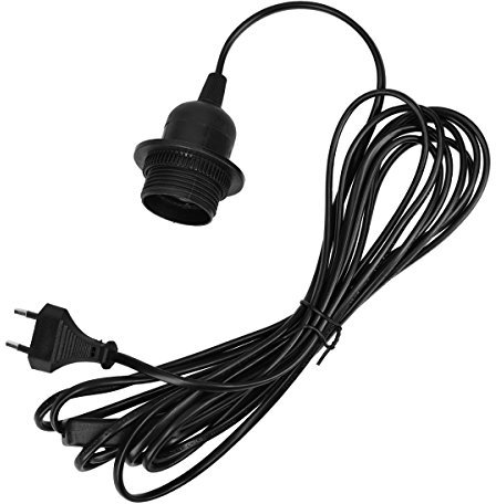 kwmobile E27 Lampenfassung mit Schalter - E27 Fassung Schwarz mit 5m Netzkabel Schraubring Schalter - Lampenaufhängung Pendelleuchte Hängeleuchte