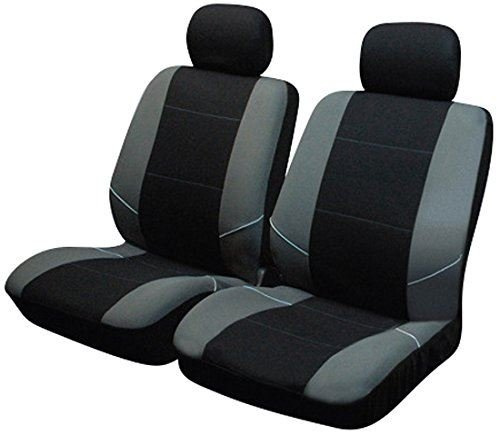 UKB4C Black/Grey Front Pair of Car Seat Covers for Ka All Years