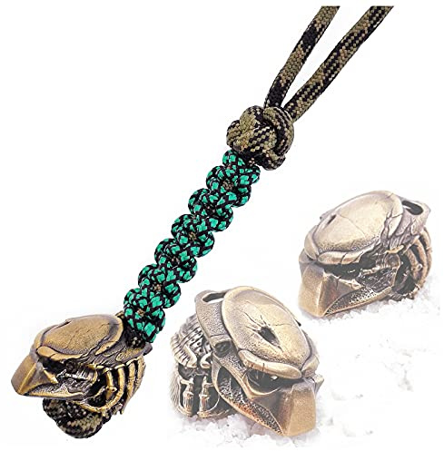 CooB EDC Paracord Messer Lanyard mit Metall Paracord Bead Anhänger Alien & Predator mit Helm #1 Schlüsselanhänger Messer Lanyards (Bronze)
