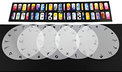 BUYTER Plantillas de manicura Herramientas DIY Diseño Aerografía 5 Piezas Reutilizables Hoja de Plantilla de Pintura de Uñas
