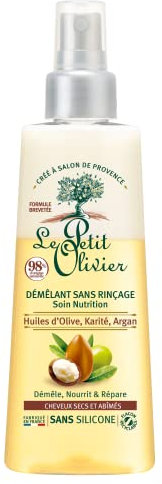 LE PETIT OLIVIER - Spray districante Cura Nutrizione - Senza risciacquo e Silicone- Oli D'oliva, Karité & Argan - Districante, Ripara e Nutre - Capelli secchi e danneggiati - Made in France - 150 ml