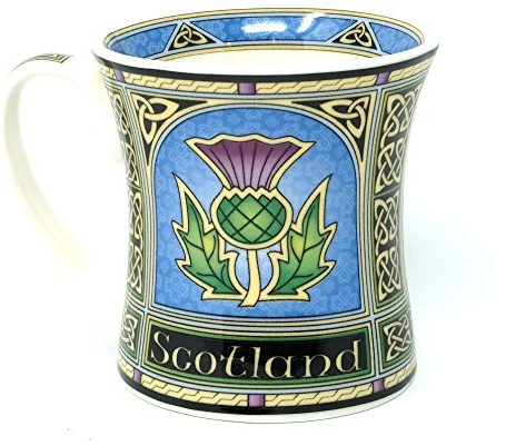 Royal Tara Schottische Distel Thistle Fenster Keramikbecher Keramik Becher | Scottish Tasse aus New Bone China | 325 ml Porzellantasse