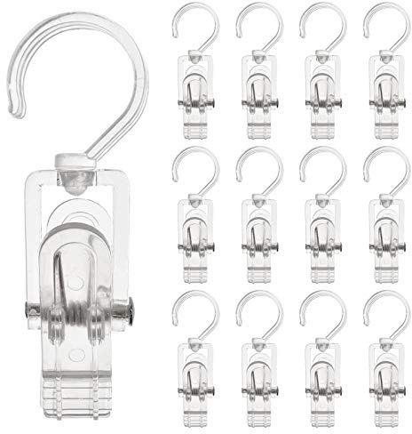 INCREWAY Ganchos de lavandería, 16 unidades, 11,5 cm, de plástico transparente y duradero, ganchos giratorios para colgar toallas, ropa, fotos