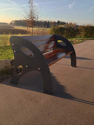 KIRCHBERGER METALL Gartenbank, Metallbank, Designerbank, Modell Ellipse, Pulverbeschichtet (Duglasie, 1m)