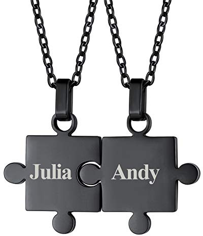 FaithHeart Personalisierte Puzzle Kette für Herren Damen Edelstahl DIY BFF Anhänger Kette Freundschaftskette Couple Kette mit Geschenkebox für Weihnachten Geburtstag
