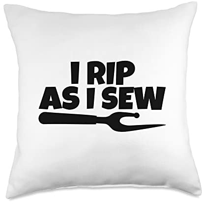 Seam Ripper - I Rip as I Sew - Funny Sewing Item Throw Pillow