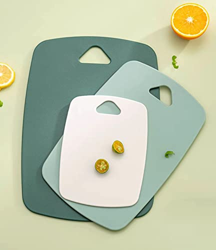 Lot de 3 planches à découper en plastique épais pour la viande, les légumes, les fruits, avec poignée facile à saisir, antidérapantes, passent au lave-vaisselle (vert)