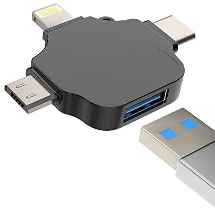 Typ C auf USB Adapter OTG A Buchse Lightning Micro Thunderbolt Stecker Konverter (3in1) Kamera Kartenleser Maus Tastatur Flash Drive Midi Zubehör für iPhone 14 13 12 Pro Max iPad Samsung Google