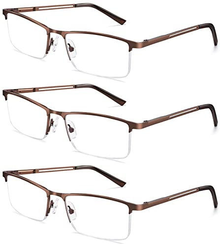 LITIMA 3 STÜCKE Lesebrille Herren Mit Blaulichtfilter, Blaulicht Herren Lesebrille, Feder Scharnier Lesebrillen Sehhilfe Augenoptik Brille