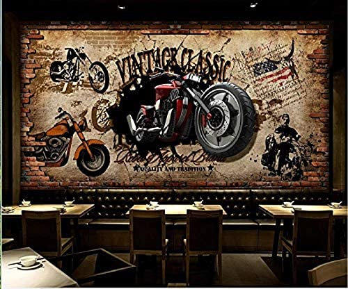 Wandbild 3D Fototapete Vintage Motorrad Nostalgische Backsteinmauer Hintergrund Heimtextilien Wohnzimmer Tapet 3D Tapete Vlies Effekt Tv Die Fototapete Wandbild Wohnzimmer Schlafzimmer-400cm×280cm