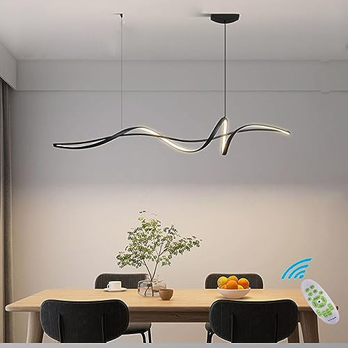 Pendelleuchte Esstischlampe LED Dimmbare 120CM Hängelampe Moderne Spirale Design Pendellampe Esszimmerlampe Höhenverstellbarer Küchenlampe für Küche Büro Wohnzimmer Bar Pendelleuchte (Schwarz, L120CM)