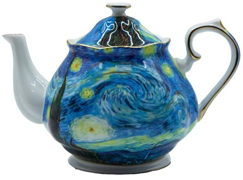 Théière en porcelaine anglaise de 887 ml - Motif floral vintage - Théière en céramique de style européen - Cadeau (ciel étoilé)