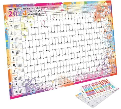 Generic Wandkalender Zum Aufhängen, Jahreskalender, Planer 2024, Tageskalender, Zeitplan, Jahresposter, Faltbar für Wichtige Termine Im Zuhause, Stil B