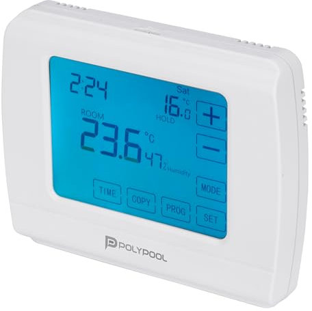 POLY POOL - PP1467 Crono-Termostato Digitale TOUCH Estate/Inverno - Termostato Ambiente Interno con Programmazione Giornaliera/Settimanale - Termostato con 6 Intervalli
