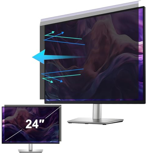 Hoktods Acrylic Hanging Computer Privacy Screen Filter 24 Inch, Removable Privacy Shield Compatible with 16:9 Widescreen Monitor, Anti-Glare, Anti Blue Light Privacy Screen Protector