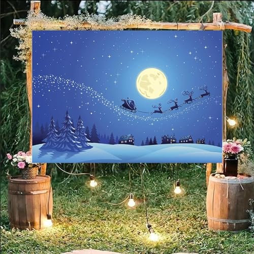 Winter Weihnachten Rentier Mond Hintergrund Fotografie Frohes Weihnachten Dorf Weihnachtsmann Hintergrund Party Banner Festival Dekorationen 250x180CM