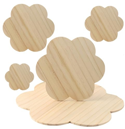 HSTWODE 10 Stück Holzscheibe blumenform, holzscheiben zum basteln 10-30 cm, Baumscheibe malerei, Für Dekorationen, Gemälde, Weihnachtsdekorationen, Bastelarbeiten, Etiketten (10 Stück 20cm Blume)