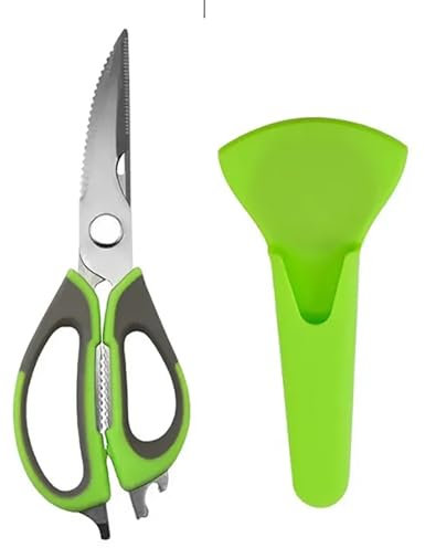 Tijeras de Cocina, Juego de Tijeras de Cocina de Acero Inoxidable Japonés, Hojas Afiladas - Tijeras Multiusos para Carne, Pollo, Pescado, Verduras y Hierbas, Abrebotellas