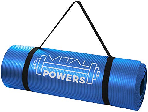Yogamatte rutschfest Pilates Fitness Trainingsmatte mit Tragegurt | Premium Sportmatte & Gymnastikmatte | extra dick 1,5 cm | 180 x 60 cm | Blau
