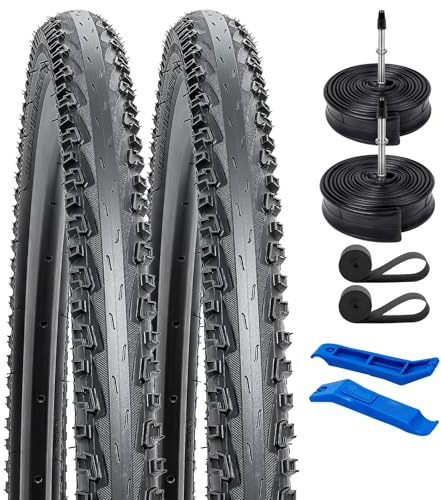 YunSCM 2er-Pack Faltbarer 28 Zoll Reifen 28x1.50 700x38C ETRTO 40-622 und 700C Schlauch FV48mm Presta Ventil,kompatibel 700x38C 700x40C Fahrradreifen und Schlauch (P173)