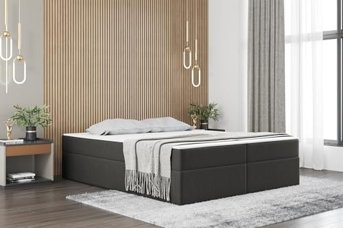 Fun Möbel Boxspringbett Dachschräge Bett PRIMA Stoff Soro (Dunkelgrau, 180x200 cm)