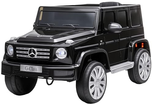 HOMCOM Coche Eléctrico para Niños de +3 Años Benz G500 Todoterreno de Batería 12 V Vehículo Eléctrico con Control Remoto Música Bocina Velocidad 3-5 km/h Carga 30 kg Negro