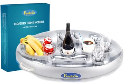 Aufblasbarer Getränkehalter 8 Löcher Große Kapazität Floating Getränkehalter Pool Aufblasbar Poolbar Aufblasbar Pool Getränkehalter Schwimmender aus transparentem Material für Poolpartys, Strand