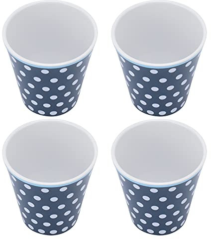 Aramox Niedliches Getränkebecher-Set mit Dunkelblauen Punkten aus Melamin für die Schulparty zu Hause